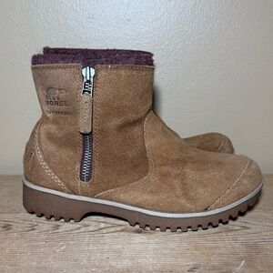 Sorel Meadow Suede Side Zip Waterproof Winter Boots Shoes NL2189-286 Womens 7